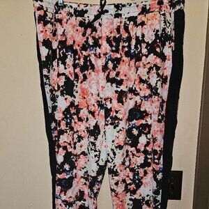 Xhilaration Floral and Black Lightweight Straight Leg Pants